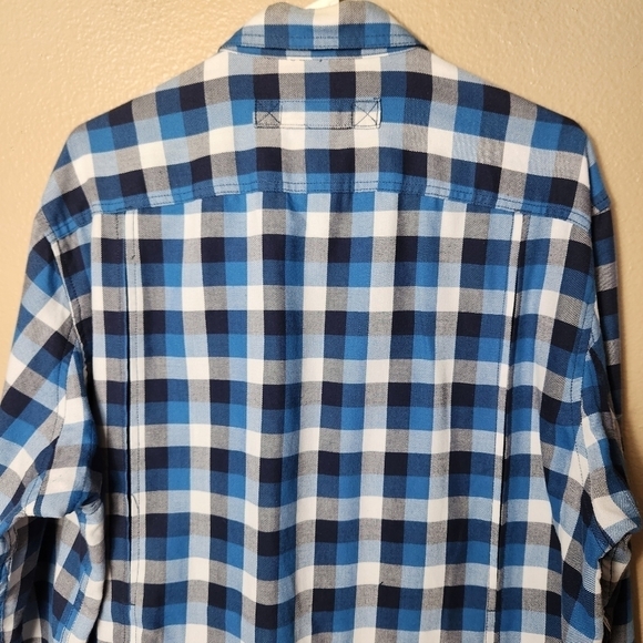 Duluth Trading Co Mens Crosscut Performance Blue Plaid Flannel Shirt-Size L - Picture 12 of 13